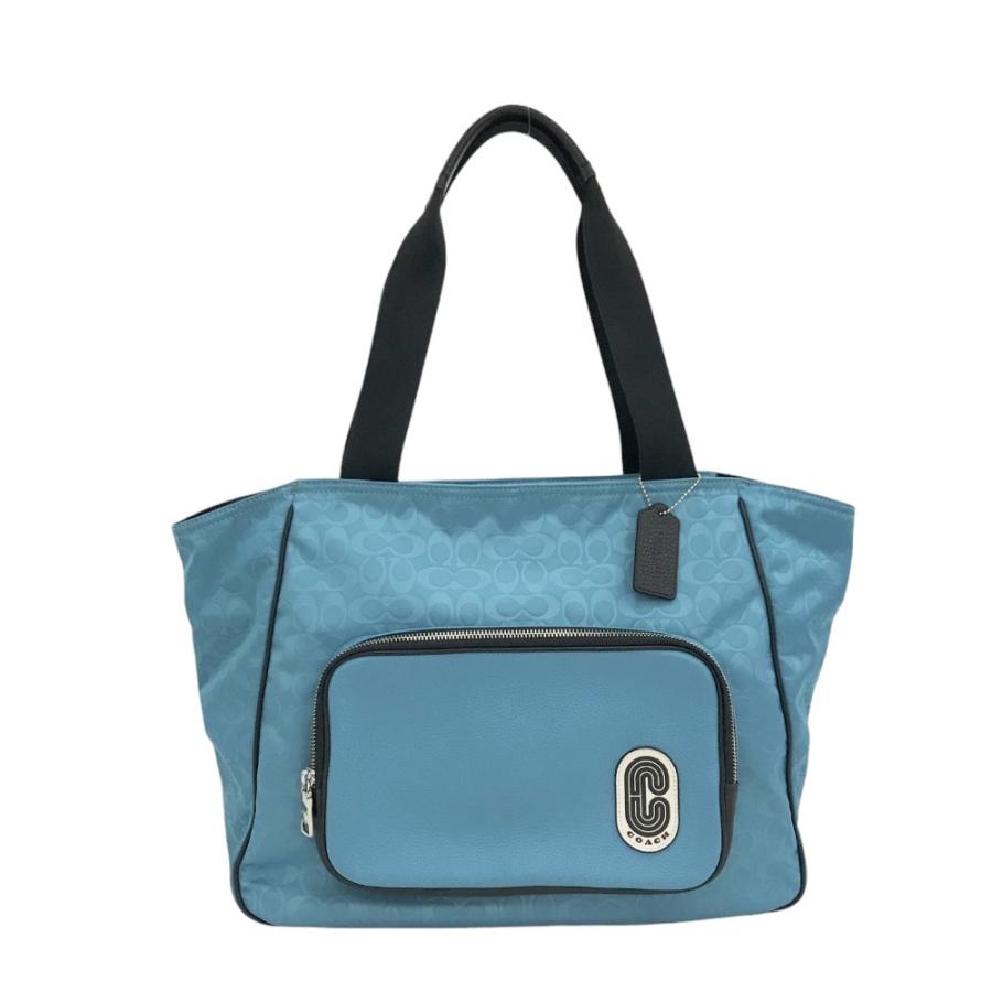 COACH コーチ トートバッグ シグネチャー柄 ブルー系 レディース 