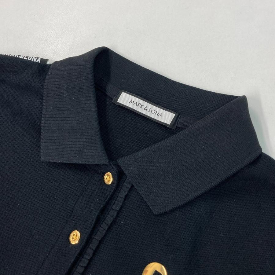 MARK&LONA レディースポロシャツ 36 ブラック　マークアンドロナ　美品 MARK&LONA マークアンドロナ 半袖ポロシャツ ブラック系 36