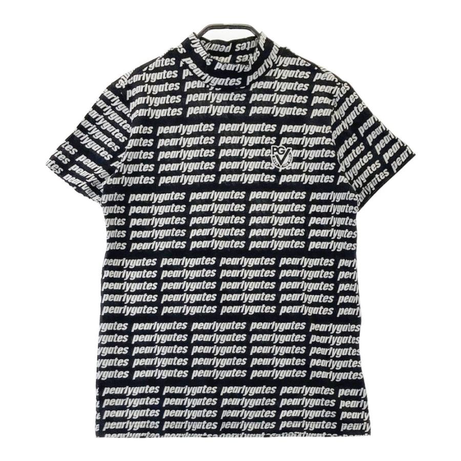 PEARLY GATES パーリーゲイツ ハイネック 半袖Tシャツ ロゴ柄 PEARLY GATES パーリーゲイツ ハイネック 半袖Tシャツ ロゴ柄