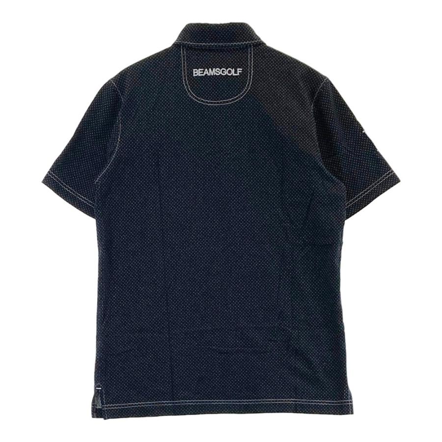 美品⟡.· BEAMS GOLF ビームス ゴルフ ポロシャツ 半袖 ロゴ 総柄 BEAMS ビームスゴルフ 半袖ポロシャツ ネイビー×オレンジ 総柄