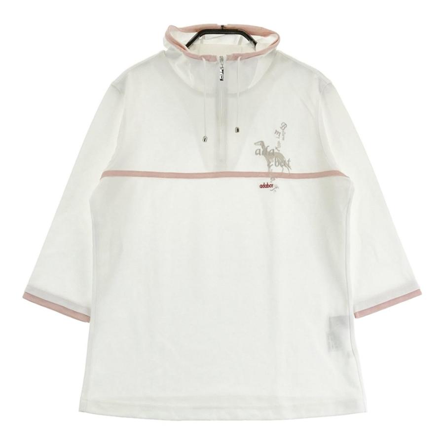 adabat ADABAT アダバット ハーフジップ 五分袖Tシャツ ホワイト