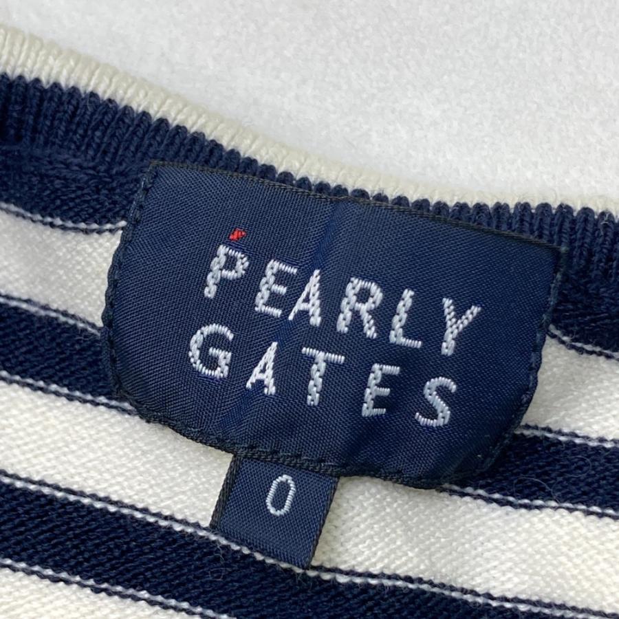サイズ：1 PEARLY GATES パーリーゲイツ 2023年モデル ハイネック 長袖ニットセーター ボーダー柄 ホワイト系 [240101469408] ゴルフウェア レディース ストスト サイズ：1 PEARLY GATES パーリーゲイツ 2023年モデル