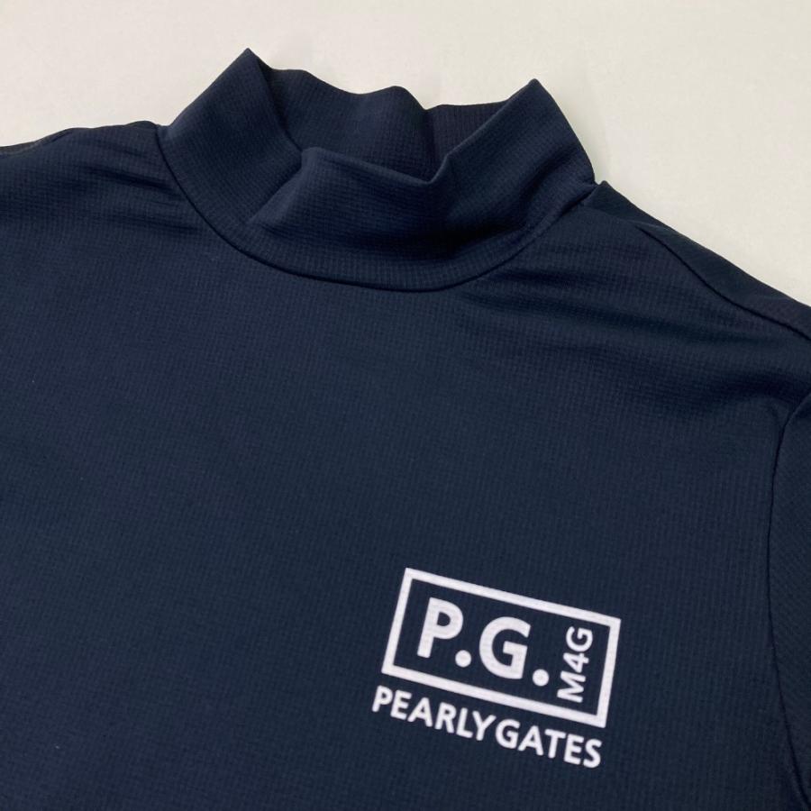 サイズ：0 PEARLY GATES パーリーゲイツ 2023年モデル ハイネック 半袖Tシャツ ロゴ  ネイビー系 [240101557652] ゴルフウェア レディース ストスト PEARLY GATES（パーリーゲイツ） 2023年モデル ハイネック 半袖Tシャツ