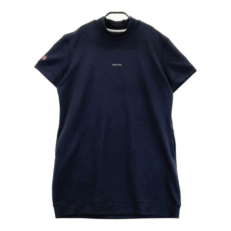 新品 BRIEFING ブリーフィング青・紺・白でハイネックの半袖シャツ M