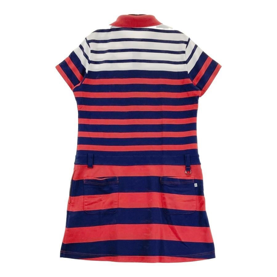Munsingwear★　ワンピース　ゴルフウェア　大きいサイズLL　半袖　春夏 Munsingwear（マンシングウェア） 半袖 ワンピース ボーダー柄 レッド