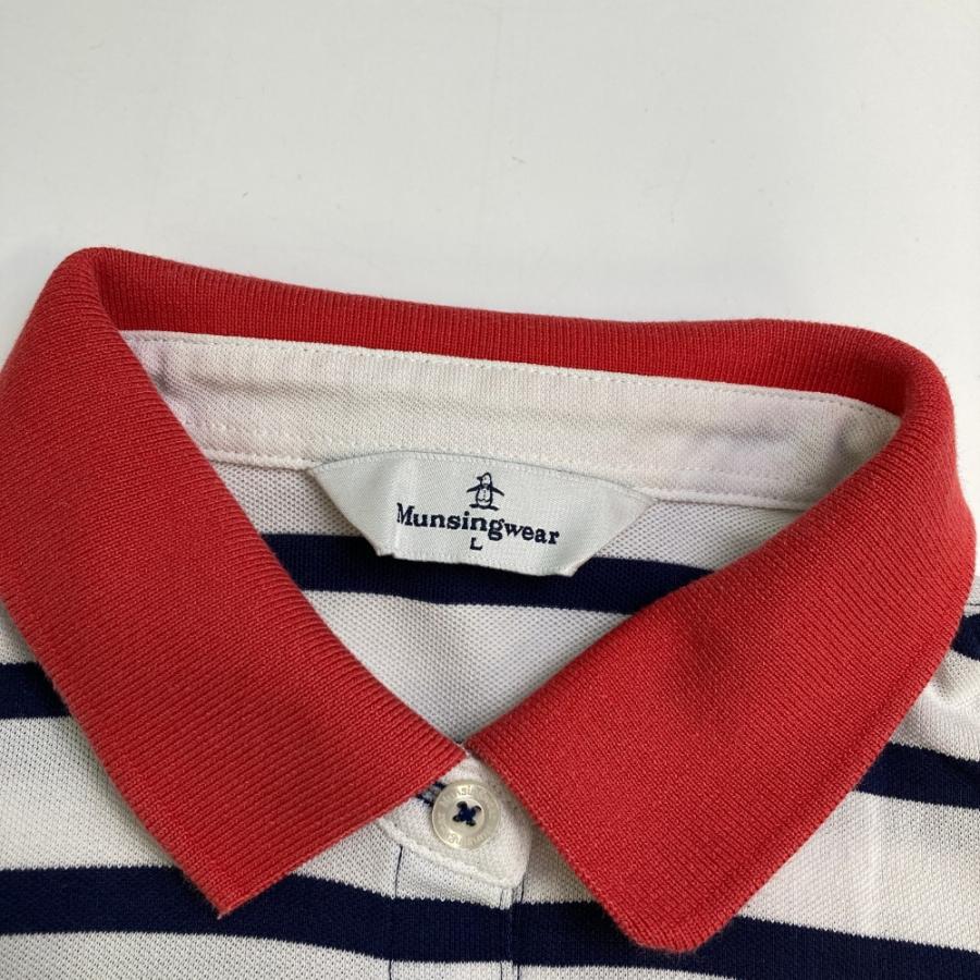 Munsingwear ワンピース サイズL ボーダー マンシングウェア ゴルフ Munsingwear（マンシングウェア） 半袖 ワンピース ボーダー柄 レッド