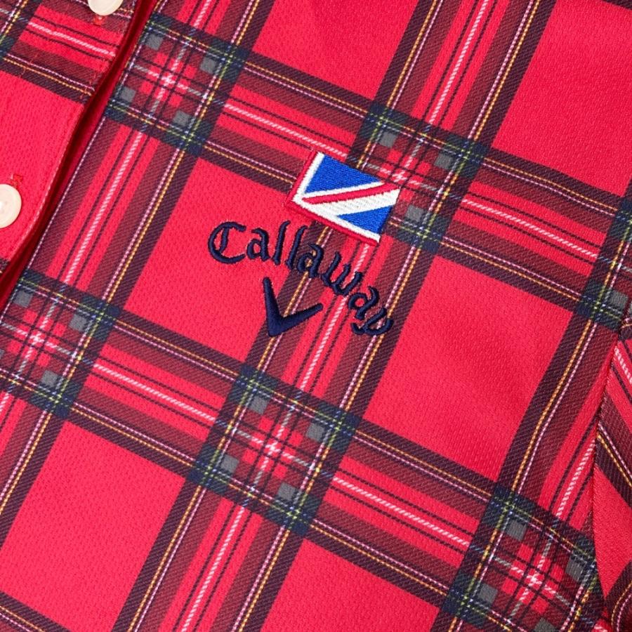 Callaway（キャロウェイ） 長袖ポロシャツ チェック柄 レッド系 M