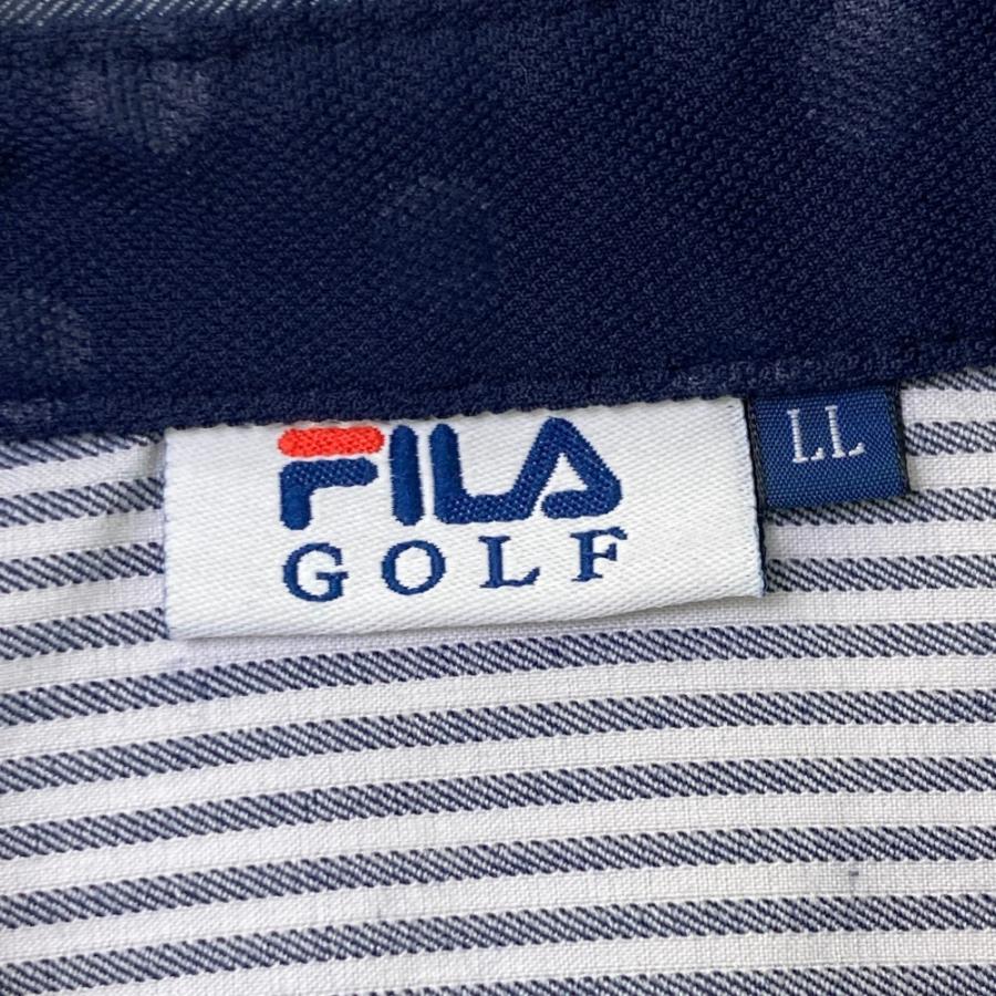 FILA GOLF ストライプワンピース ゴルフ ロゴ刺繍 紺 L*HD1249 FILA GOLF フィラゴルフ ワンピース ストライプ柄 ネイビー系 LL