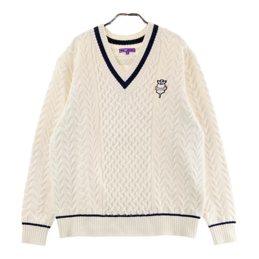 BEAMS GOLF ビームスゴルフ ウール混 ニットセーター ホワイト系 XL  