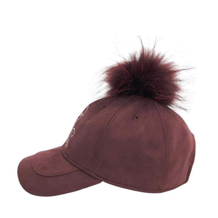 MARK&amp;LONA - coco 中古 マークアンドロナ MARK&amp;LONA キャップ フリー ワインレッド系 ボンボンファー付き フェイクスエード MARK&LONA - coco 中古 マークアンドロナ MARK&LONA キャップ