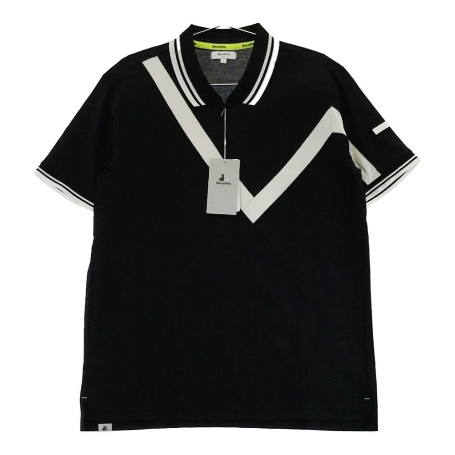 新品】BLACK&WHITE ブラックアンドホワイト ハーフジップ 半袖