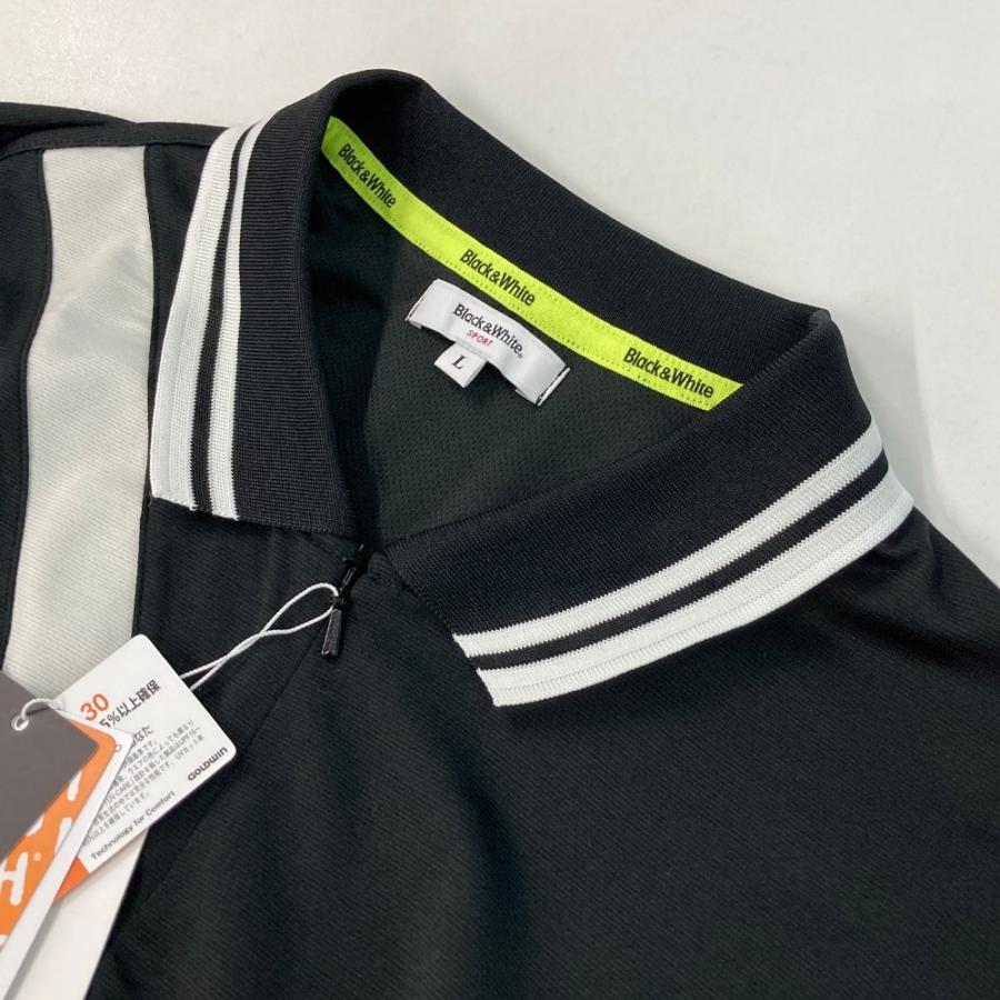 新品】BLACK&WHITE ブラックアンドホワイト ハーフジップ 半袖