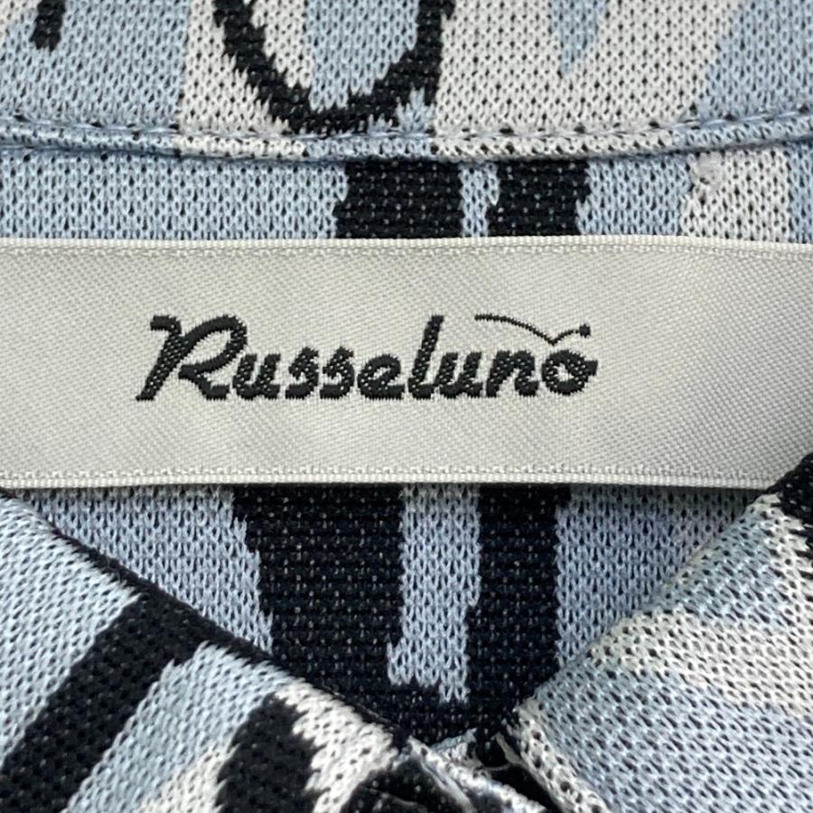 Russeluno RUSSELUNO ラッセルノ 半袖ポロシャツ 総柄 ブルー系