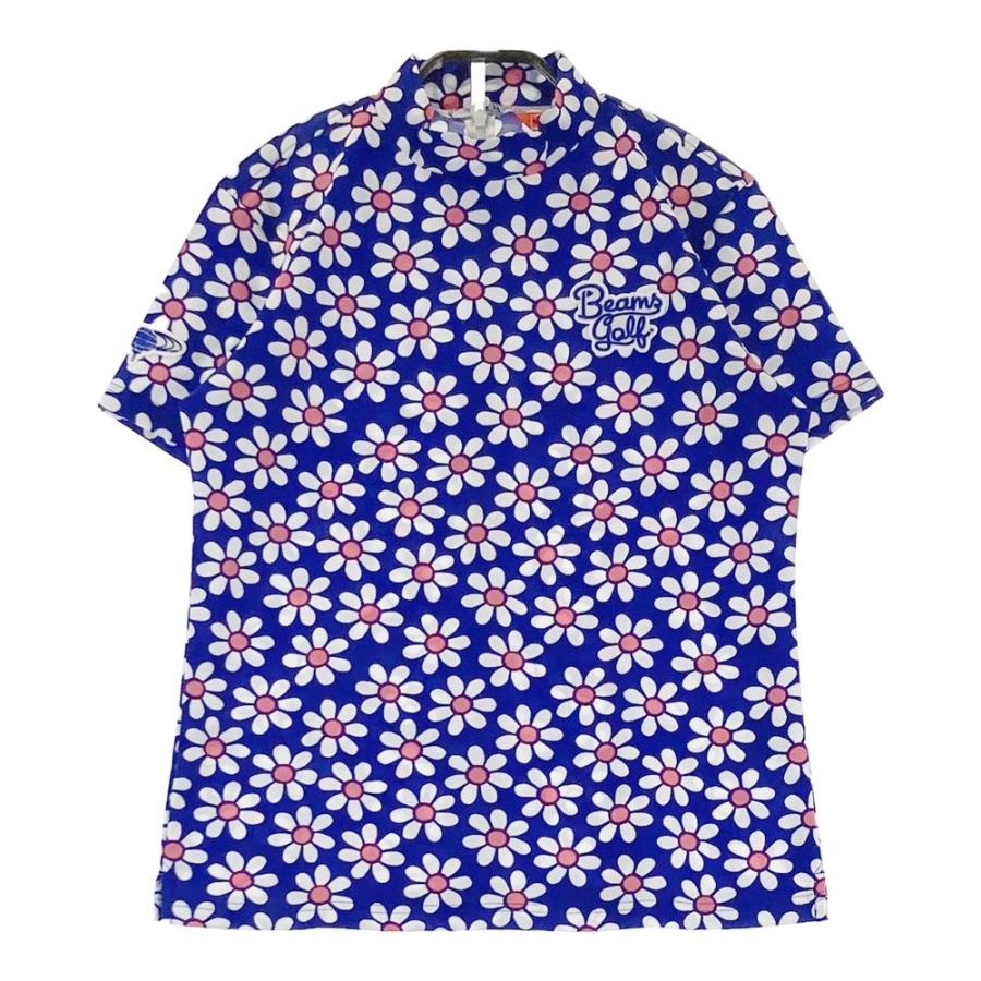 サイズ：L BEAMS GOLF ビームスゴルフ  ハイネック 半袖Tシャツ 花 総柄 パープル系 [240101500237] ゴルフウェア レディース ストスト BEAMS GOLF ビームスゴルフ ハイネック 半袖Tシャツ 花 総柄