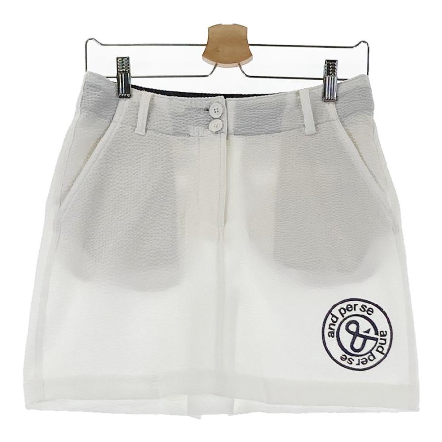 and per se（アンパスィ） スカート シアサッカー ホワイト系 L ゴルフ