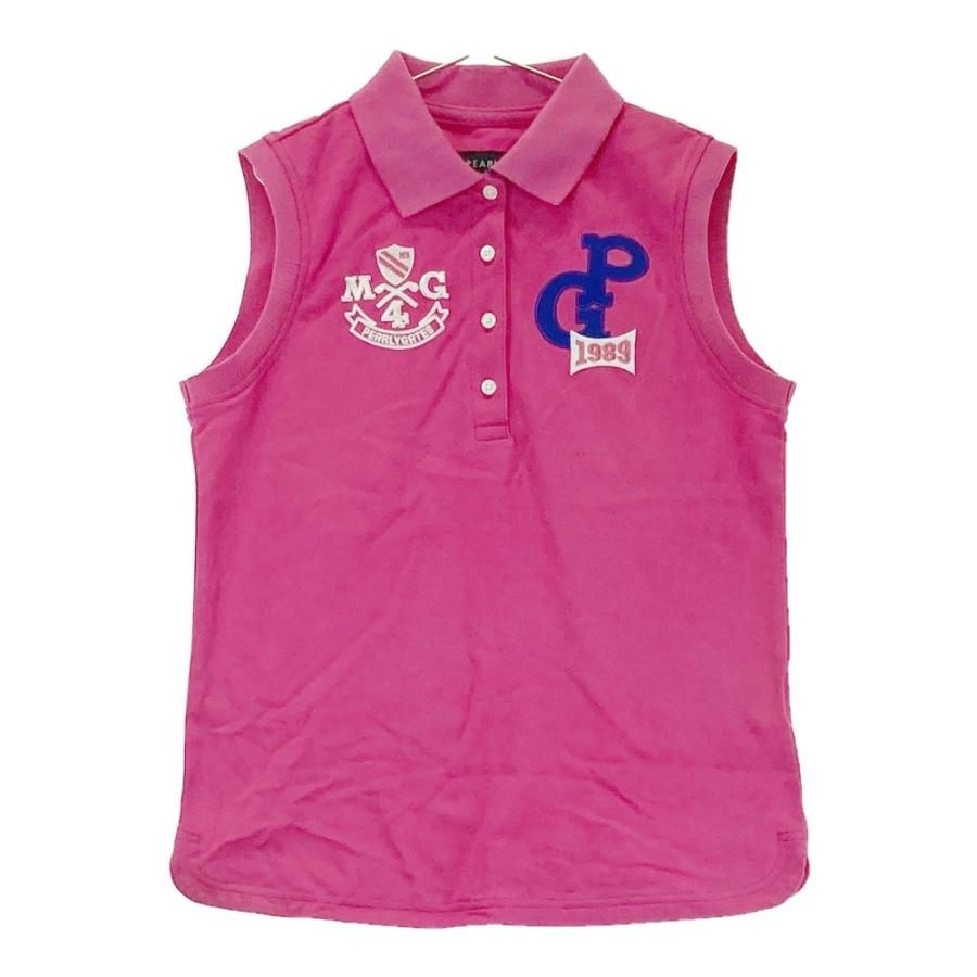 【極美品】パーリーゲイツ　ノースリーブポロシャツ　総柄　ピンク　ホワイト　ゴルフ 極美品】パーリーゲイツ ノースリーブポロシャツ 総柄 ピンク ホワイト