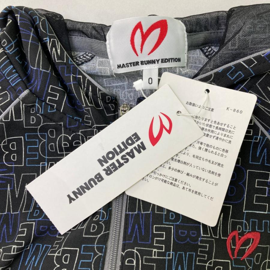 【新品】MASTER BUNNY EDITION マスターバニーエディション  ハーフジップフード付きTシャツ ロゴ総柄 ブラック系 0 ゴルフウェア レディース_3