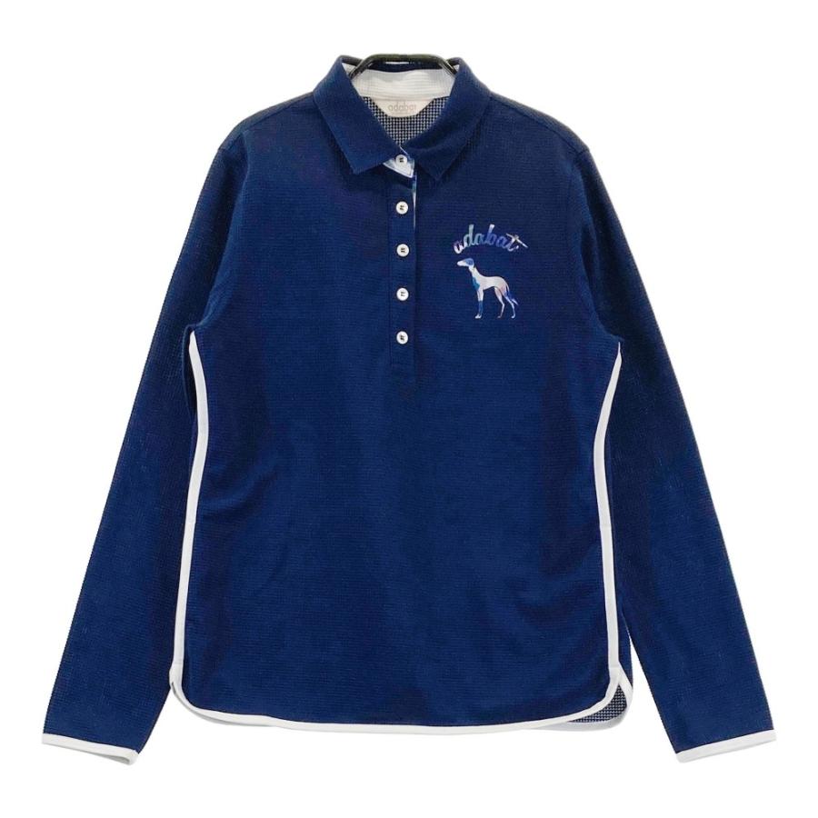 adabat ネイビー ポロシャツ 40 新レーベル ADABAT NAVY】吸水速乾 サッカーストライプ