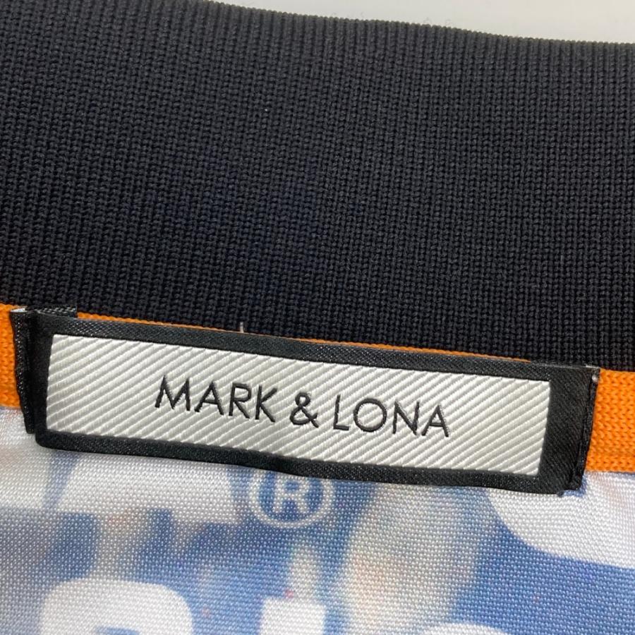 MARK&LONA マークアンドロナ 半袖ポロシャツ ロゴ 総柄 ブルー系