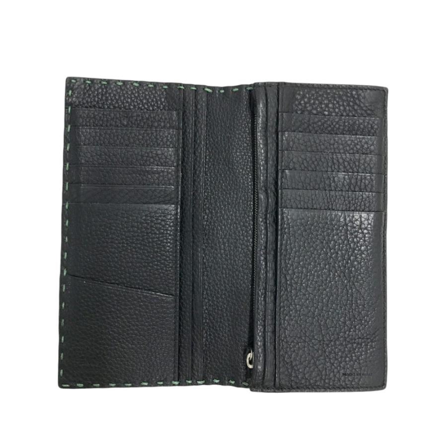 FENDI レザー長財布 7M0186 黒 FENDI フェンディ 7M0186 二つ折り 長財布 セレリア グリーン系 メンズ