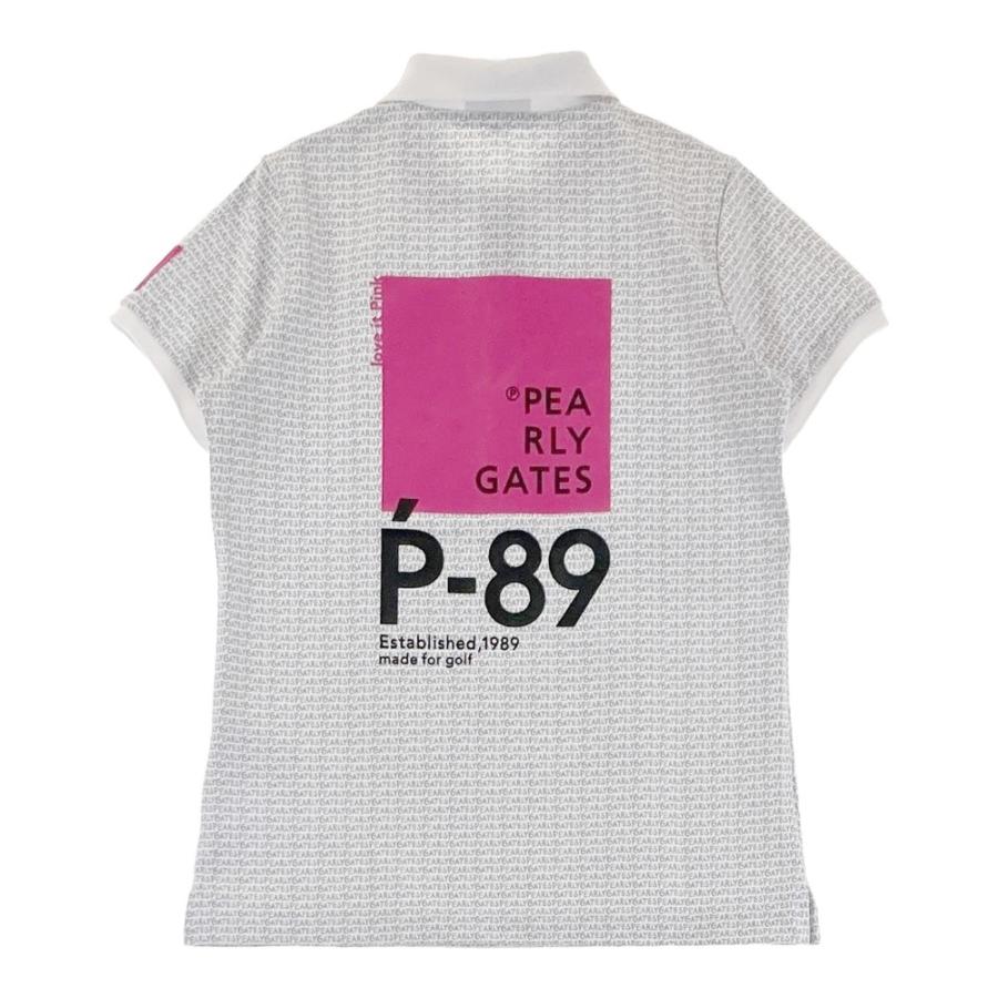 PEARLY GATES ポロシャツ 半袖 総柄ロゴデザイン 白 M ゴルフ PEARLY GATES パーリーゲイツ 半袖 ポロシャツ ロゴ総柄