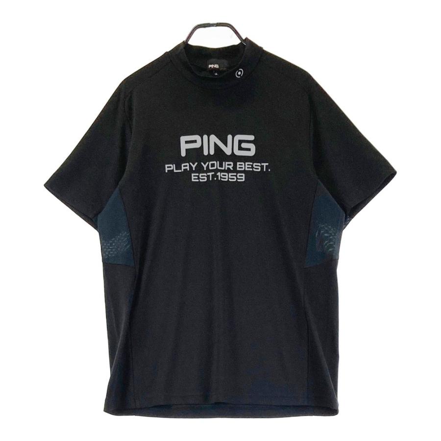 サイズ：M PING ピン 2024年モデル ハイネック 半袖Tシャツ  グリーン系 [240101497815] ゴルフウェア メンズ ストスト サイズ：M PING ピン 2024年モデル ハイネック 半袖Tシャツ