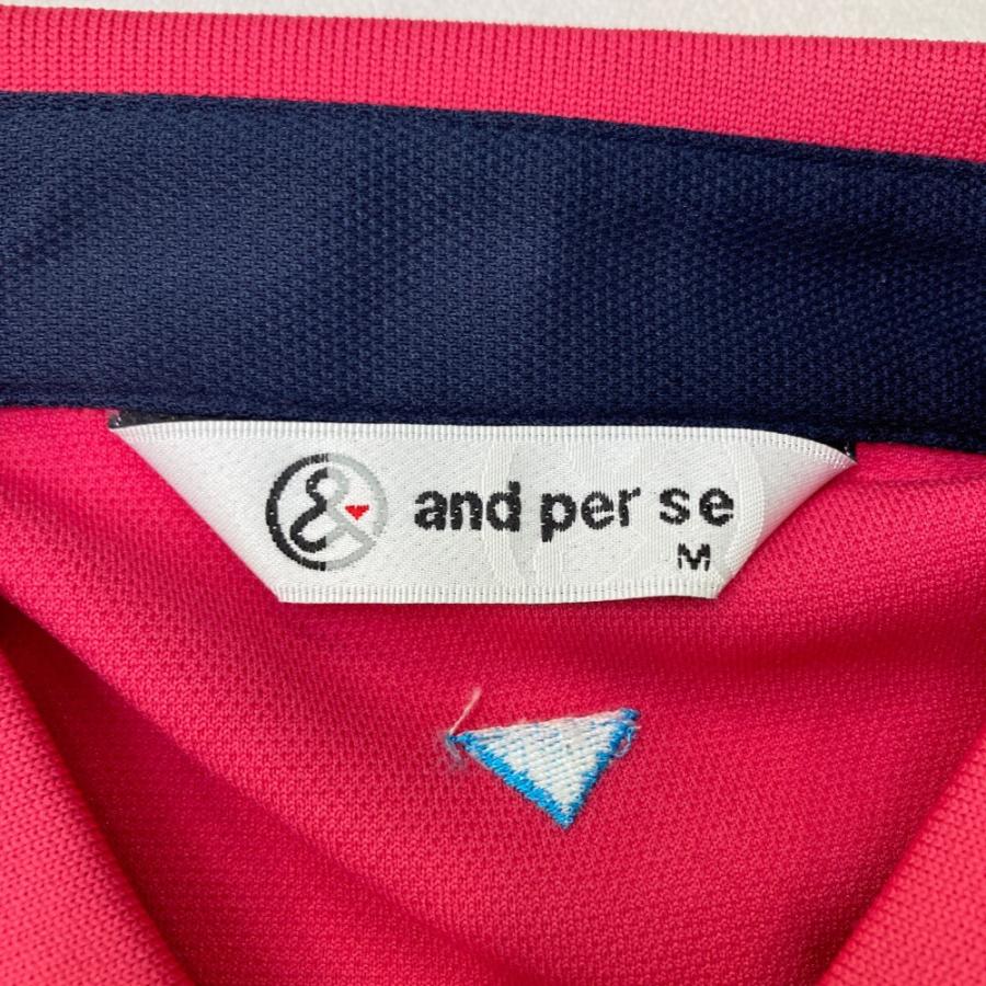 and per se（アンパスィ） 半袖ポロシャツ ピンク系 M ゴルフウェア