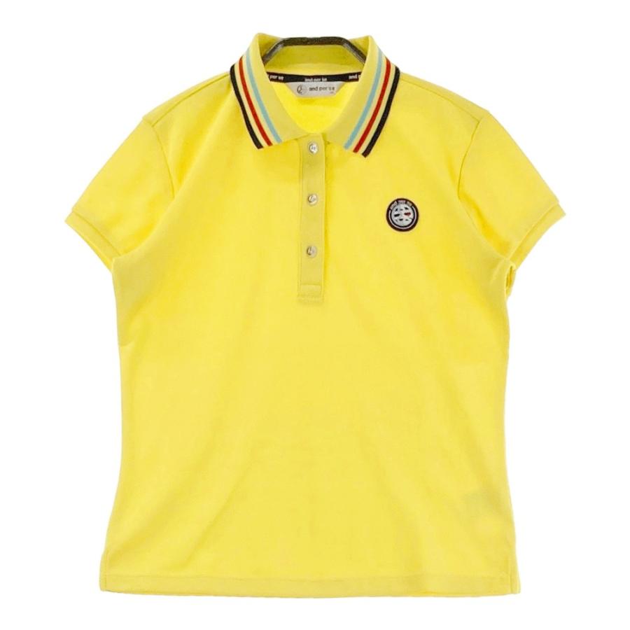 サイズ：M AND PER SE アンパスィ  半袖ポロシャツ 総柄 イエロー系 [240101431270] ゴルフウェア レディース ストスト and per se AND PER SE アンパスィ 半袖ポロシャツ イエロー系 M