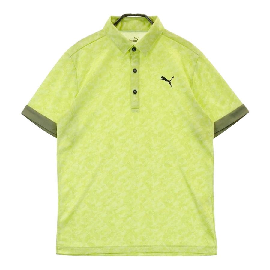 PUMA GOLF プーマゴルフ 半袖ポロシャツ 総柄 イエロー系 M