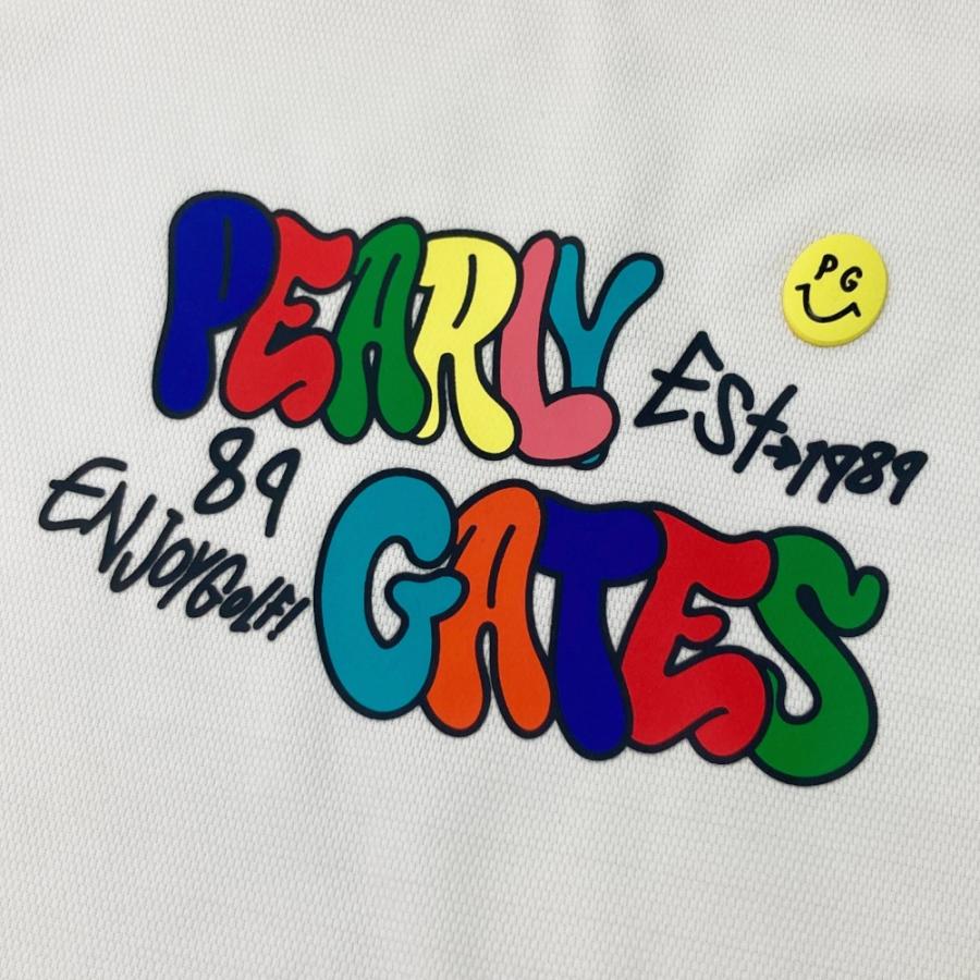 PEARLY GATES パーリーゲイツ 2024年モデル ハイネック半袖 Tシャツ ニコちゃん  ホワイト系 0 ゴルフウェア レディースの画像