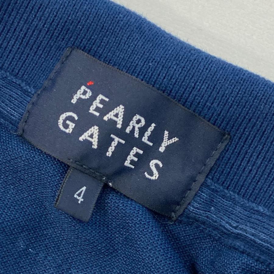 PEARLY GATES パーリーゲイツ 半袖ポロシャツ ロゴ総柄 ネイビー PEARLY GATES パーリーゲイツ 半袖ポロシャツ ロゴ総柄 ネイビー