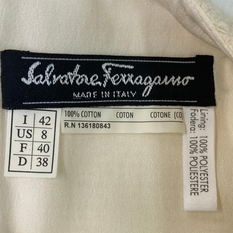 【美品】サルヴァトーレフェラガモ ツイード ドレスワンピース タック 半袖 42 FERRAGAMO（フェラガモ） Salvatore Ferragamo サルヴァトーレ
