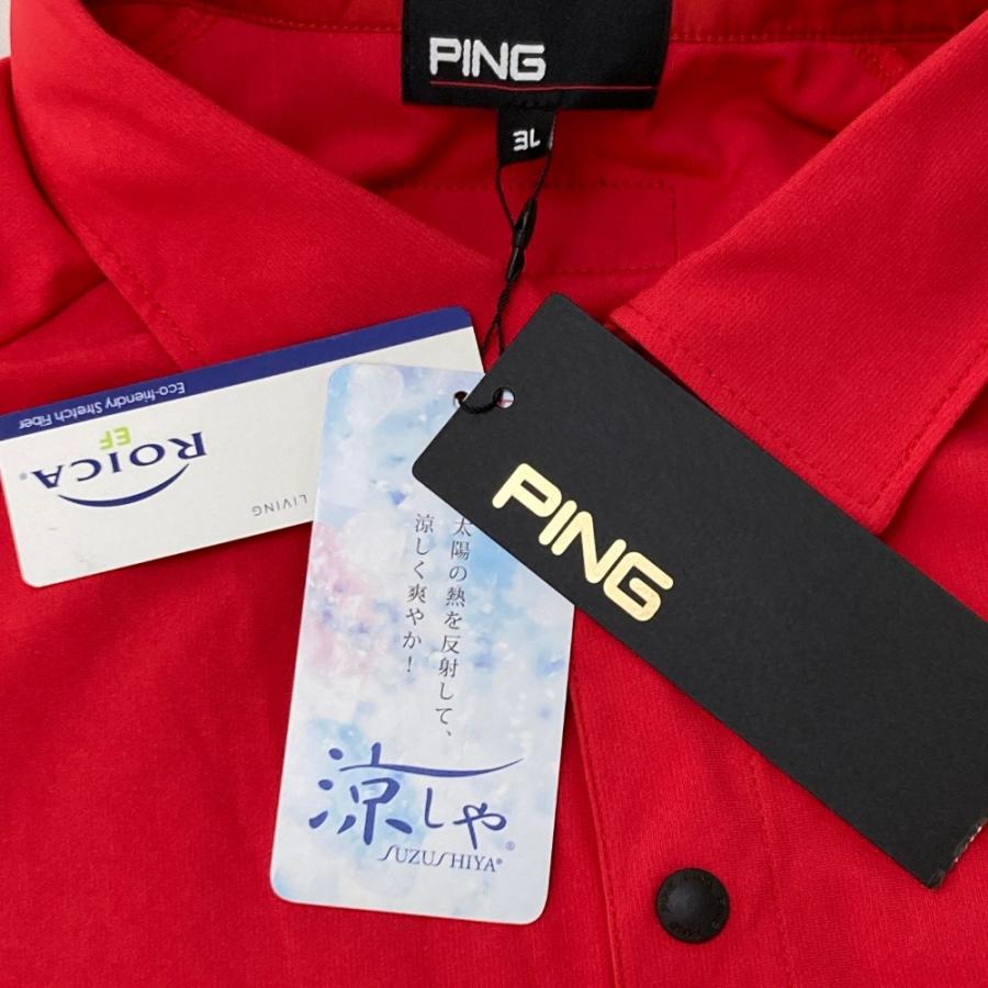 サイズ：LL PING ピン 2024年モデル 半袖ポロシャツ  レッド系 [240101586297] ゴルフウェア メンズ ストスト 新品】PING ピン 2024年モデル 半袖 ポロシャツ レッド系 3L ゴルフ