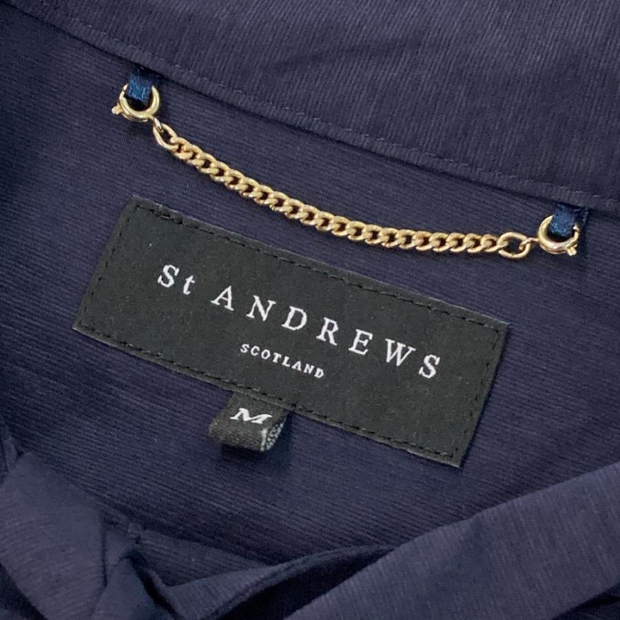 St ANDREWS セントアンドリュース リボンカラー 長袖シャツ ネイビー系