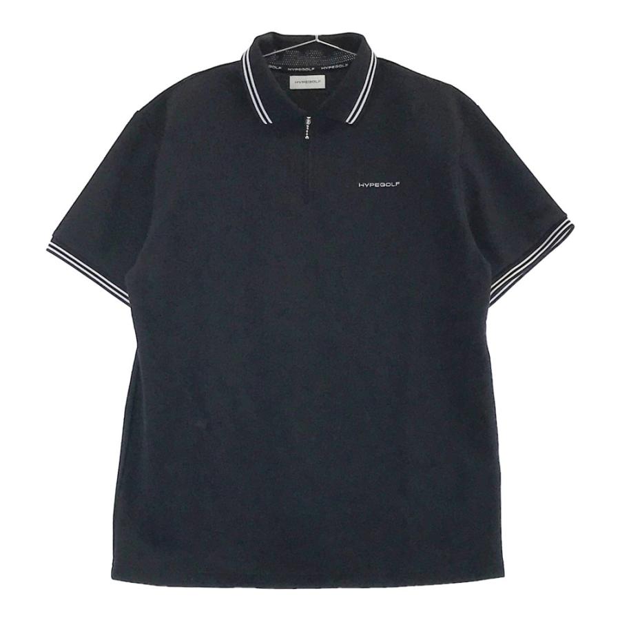 HYPEGOLF ハイプゴルフ ; ハーフジップ半袖ポロシャツ ブラック系 XL 