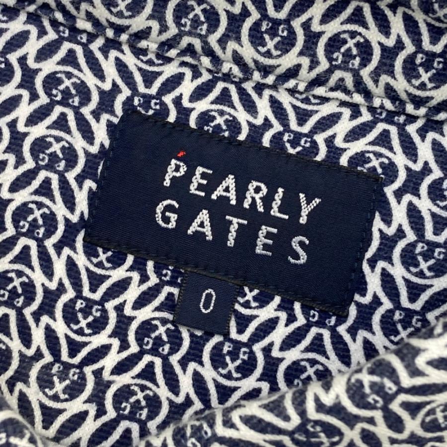 PEARLY GATES（パーリーゲイツ） 長袖ポロシャツ ロゴ総柄 ネイビー系