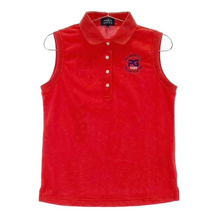 PEARLY GATES パーリーゲイツ ノースリーブポロシャツ レッド系