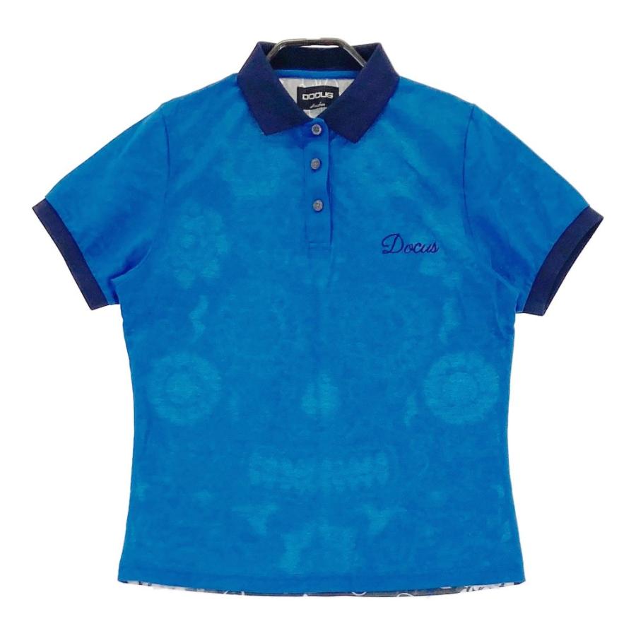 【新品】DOCUS ドゥーカス　GOLFポロシャツ　半袖　ゴルフウェア DOCUS ドゥーカス 半袖ポロシャツ ブルー系 L ゴルフウェア レディース