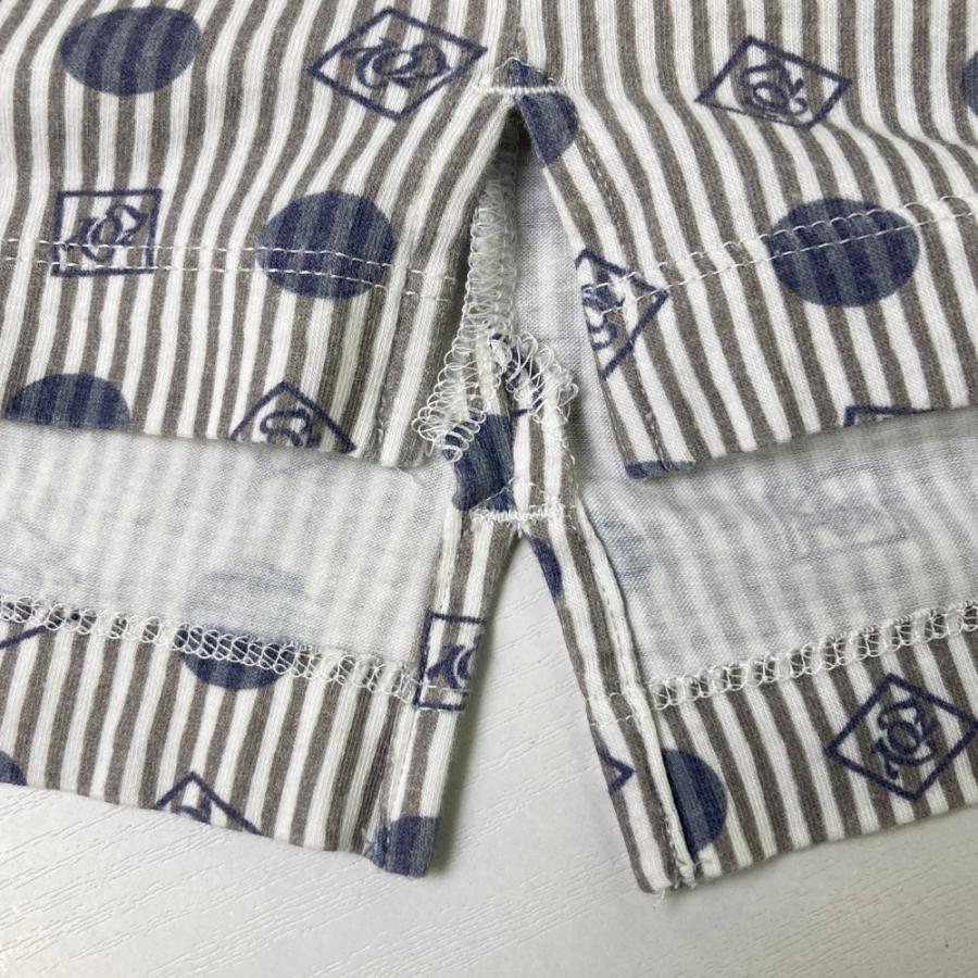 ZOY（ゾーイ） 長袖ポロシャツ ロゴ ストライプ ドット グレー系 1
