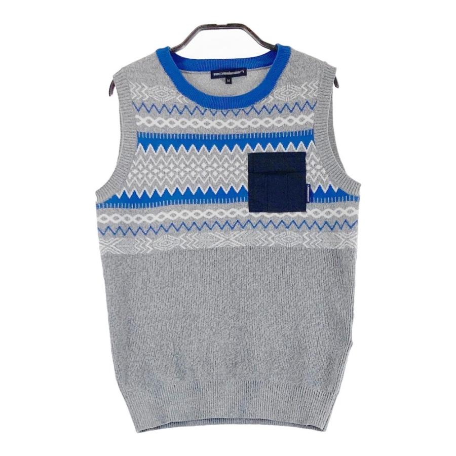 Rosasen（ロサーセン） ニットベスト ノルディック柄 グレー系 M 