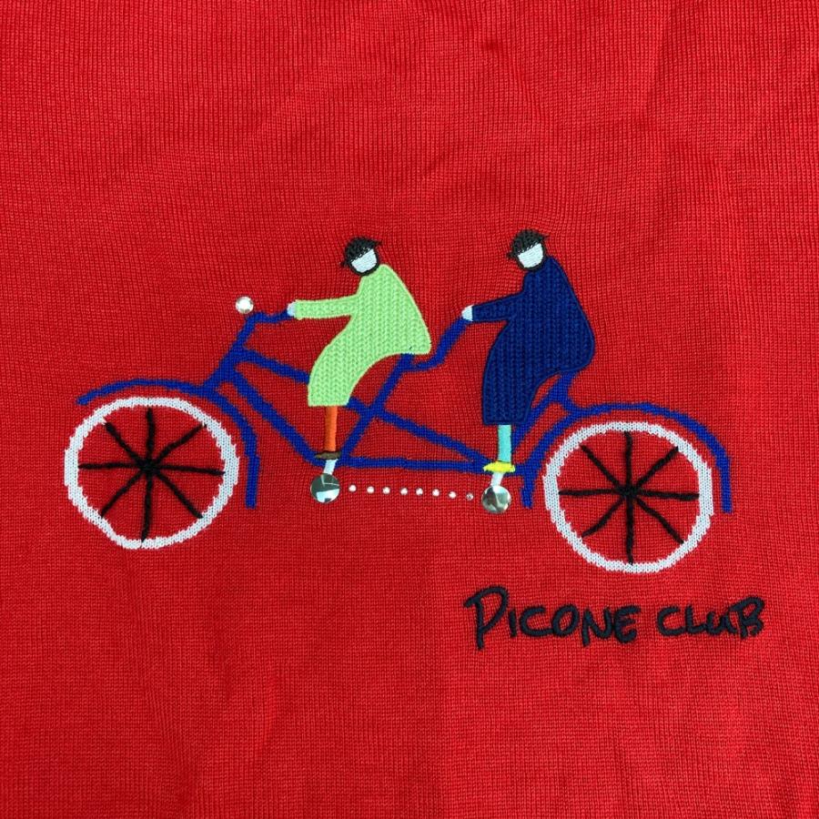 coco 中古 ピッコーネクラブ PICONE CLUB レディース セーター 1 赤×黒 レッド 長袖クルーネックニット ボーダー PICONE CLUB ピッコーネクラブ ニットセーター レッド系 1 ゴルフ