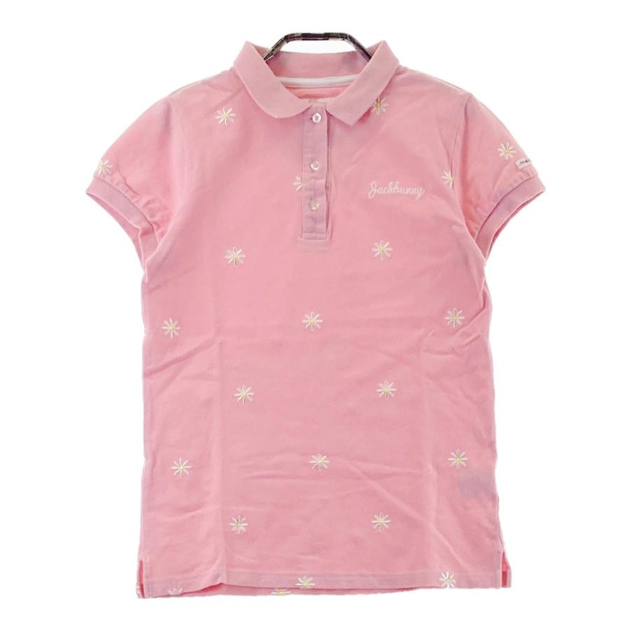 Jack Bunny!!（ジャックバニー） JACK BUNNY 半袖ポロシャツ 花 刺繍総