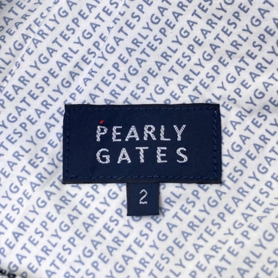 PEARLY GATES パーリーゲイツ 2023年モデル ストレッチパンツ ワッペン 総柄 ネイビー系 2 ゴルフウェア レディースの画像