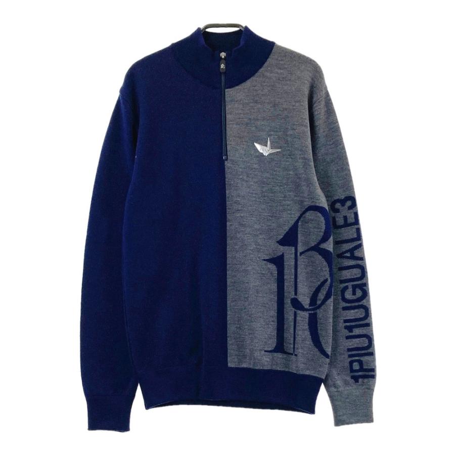 1PIU1UGUALE3 GOLF GDK001 ハーフジップ ニット セーター ネイビー系 4