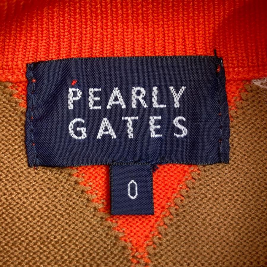 PEARLY GATES パーリーゲイツ  ハイネック ニットセーター ロゴ×アーガイル柄 オレンジ系 0 ゴルフウェア レディースの画像