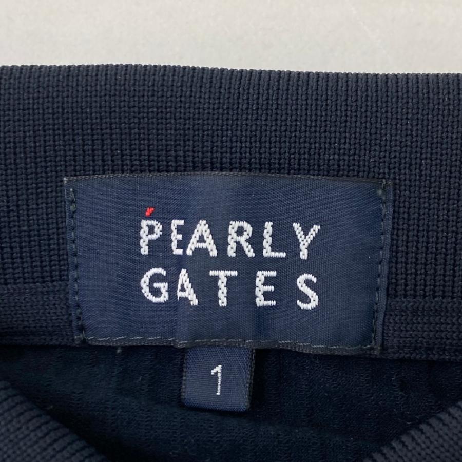 PEARLY GATES パーリーゲイツ 2023年モデル 半袖ポロシャツ ストライプ柄 ネイビー系 1 ゴルフウェア レディースの画像