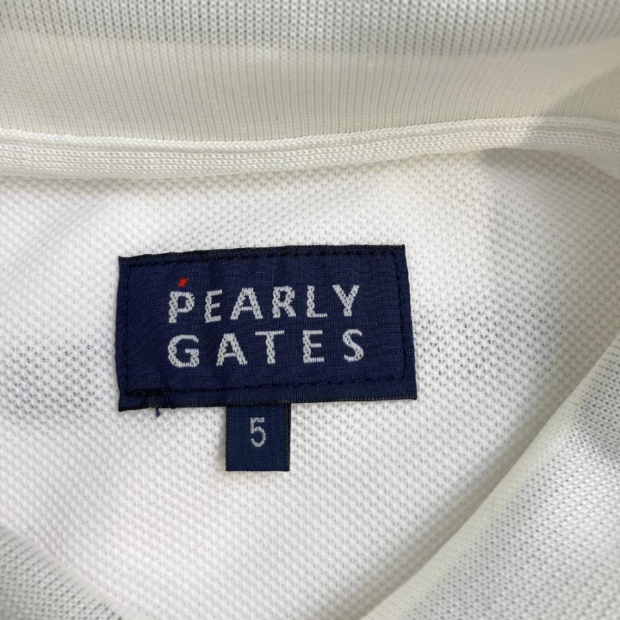 PEARLY GATES パーリーゲイツ  半袖ポロシャツ ニコちゃん ワッペン  ホワイト系 5 ゴルフウェア メンズの画像