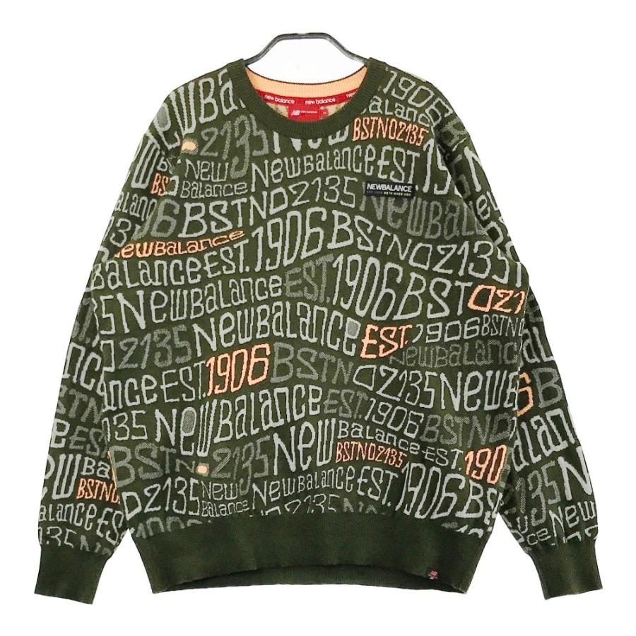 NEW BALANCE GOLF ニューバランス ニットセーター ロゴ 総柄 カーキ系