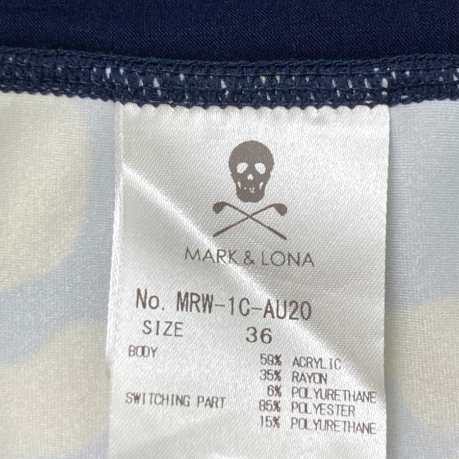 MARK\u0026LONA マークアンドロナ  ハイネック 長袖Tシャツ レオパード柄 ネイビー系 36 ゴルフウェア レディースの画像