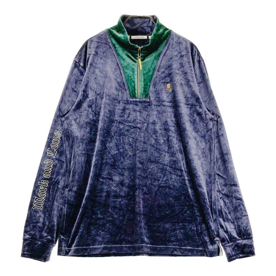 ☠MARK&LONA☠ベロアハーフジップ長袖Tシャツ⛳48 MARK&LONA（マークアンドロナ） ベロア ハーフジップ 長袖Tシャツ